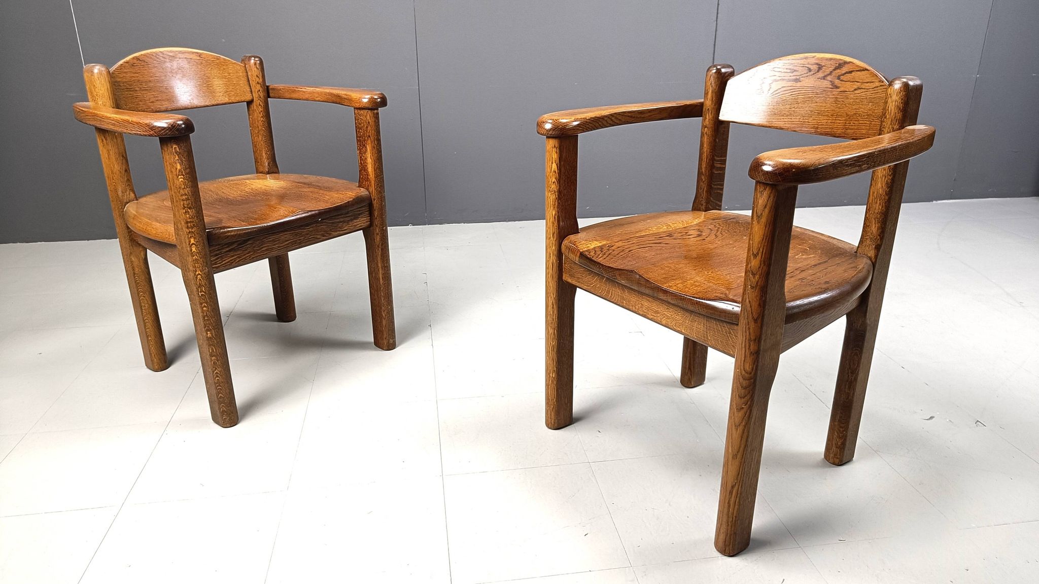 Vintage wooden armchairs made in Belgium, 1970s