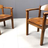 Vintage wooden armchairs made in Belgium, 1970s