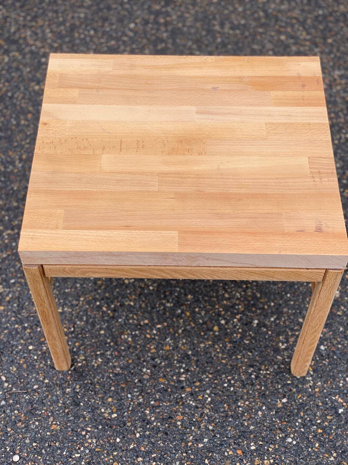 1960s Scandinavian coffee table in raw solid oak.