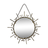 Miroir soleil en métal doré