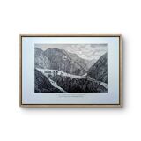 The Devil's Bridge, Schöllenen, vintage engraving, 1878.