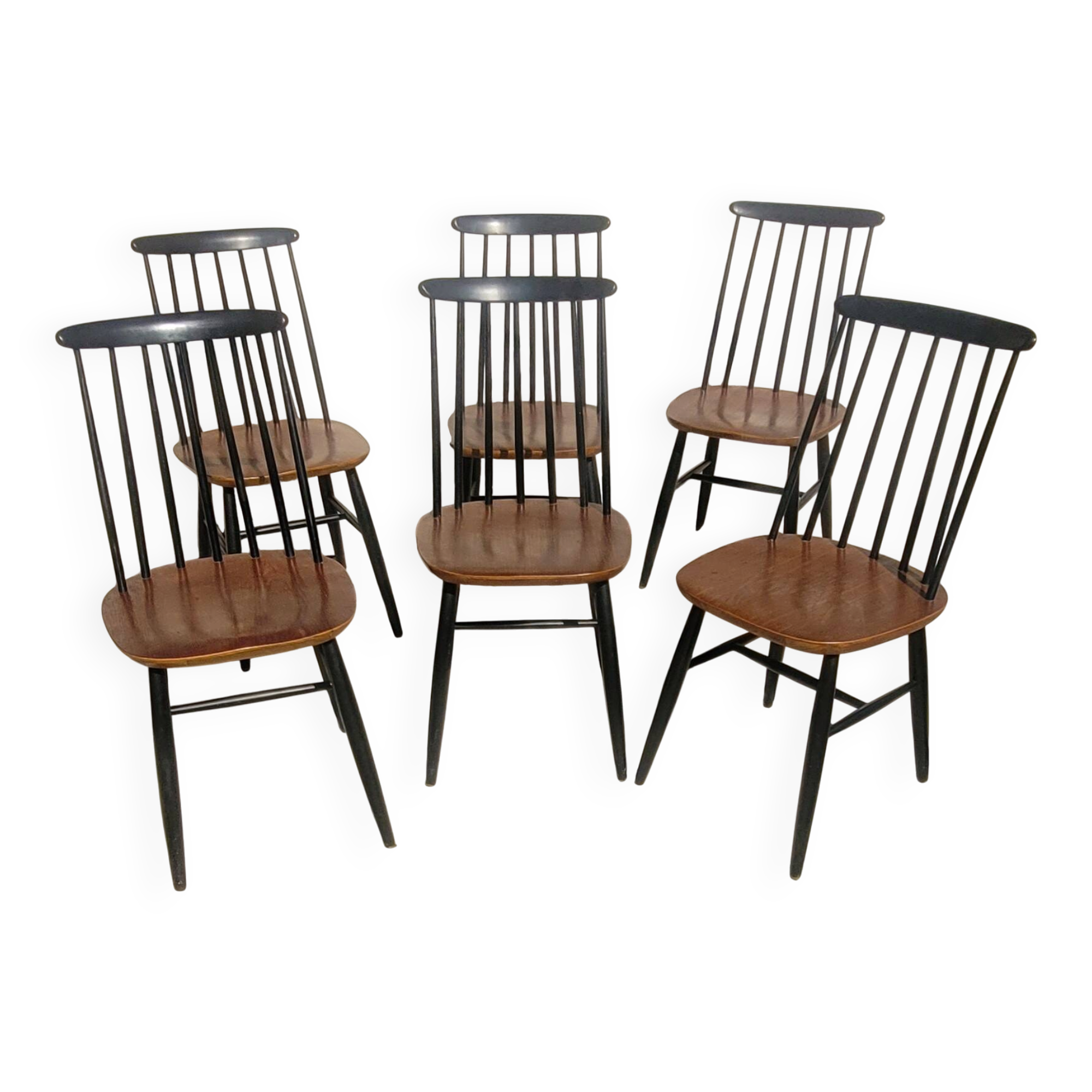 6 Vintage Scandinavian Fanett Chairs by Tapiovaara from the 1960s