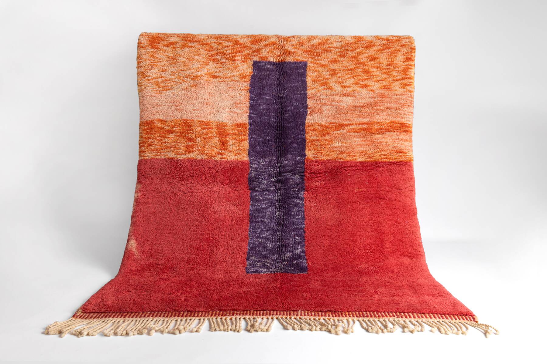 Berber mr4015 beni mrirt handwoven rug from morocco, geometric - red / orange