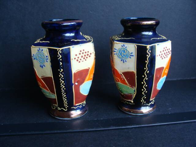 Paire de vases Satsuma vintage