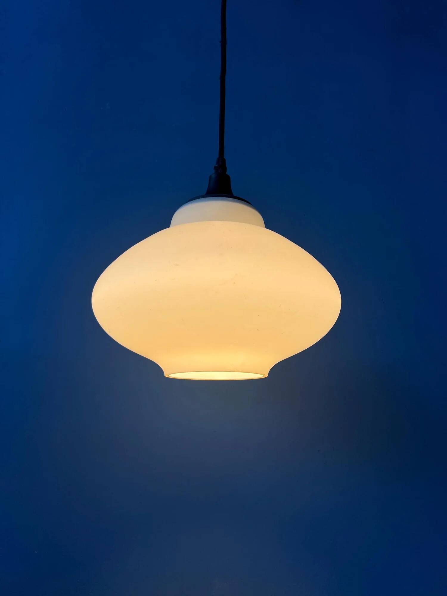 Mid-century milk glass pendant light attributed to Louis Kalff