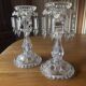 Pair of large Baccarat crystal candlesticks with pendants, a rare choice.