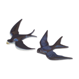 Two ceramic wall swallows