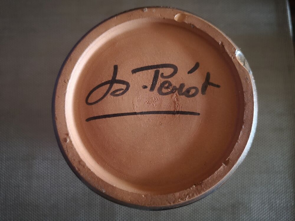 Enamelled ceramic pitcher - Signed Pérot