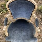 Pair of blue Louis XV style armchairs