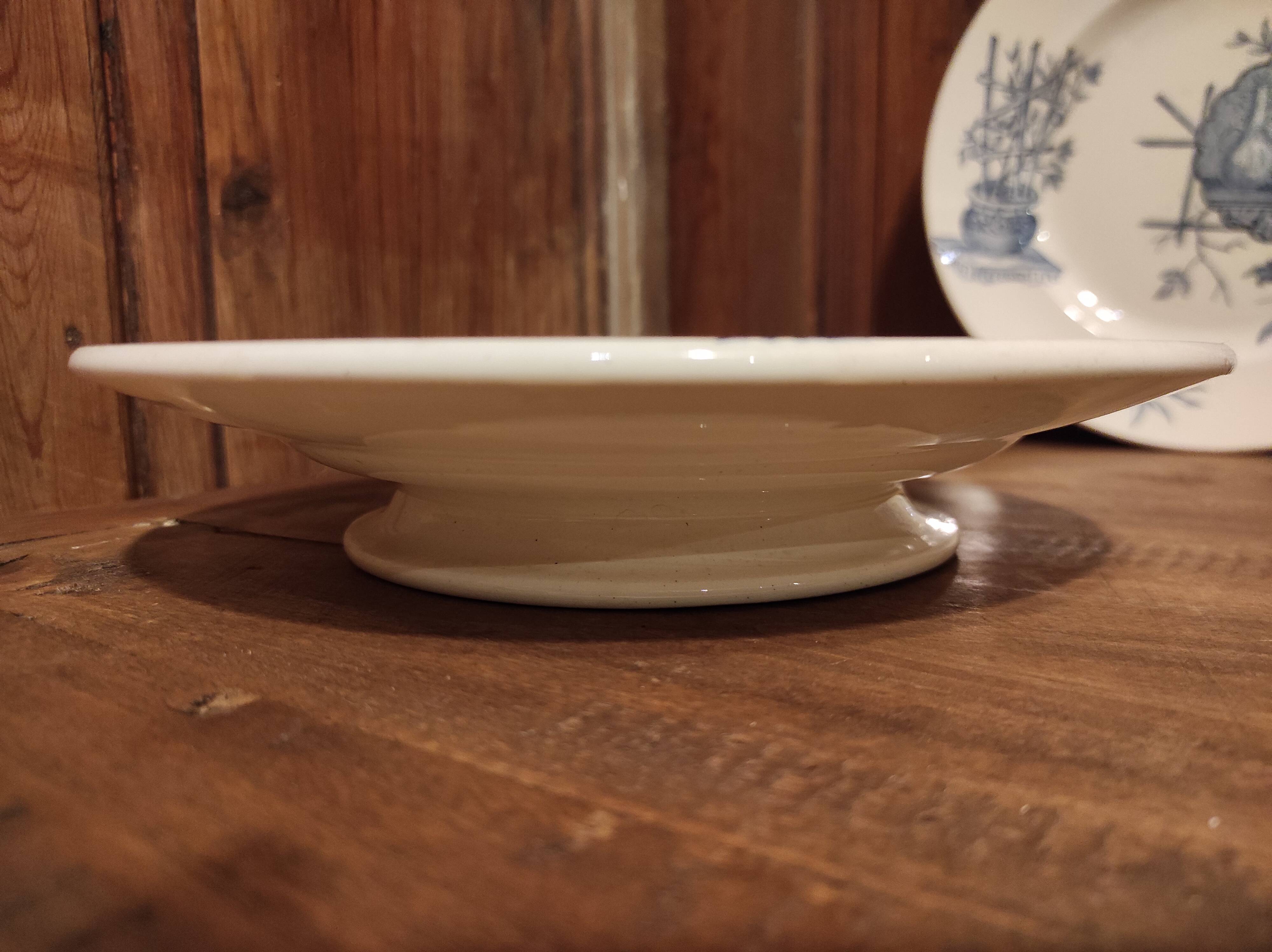 French vintage serving stand plate, R. Lafitte, Terre de Fer, Salins