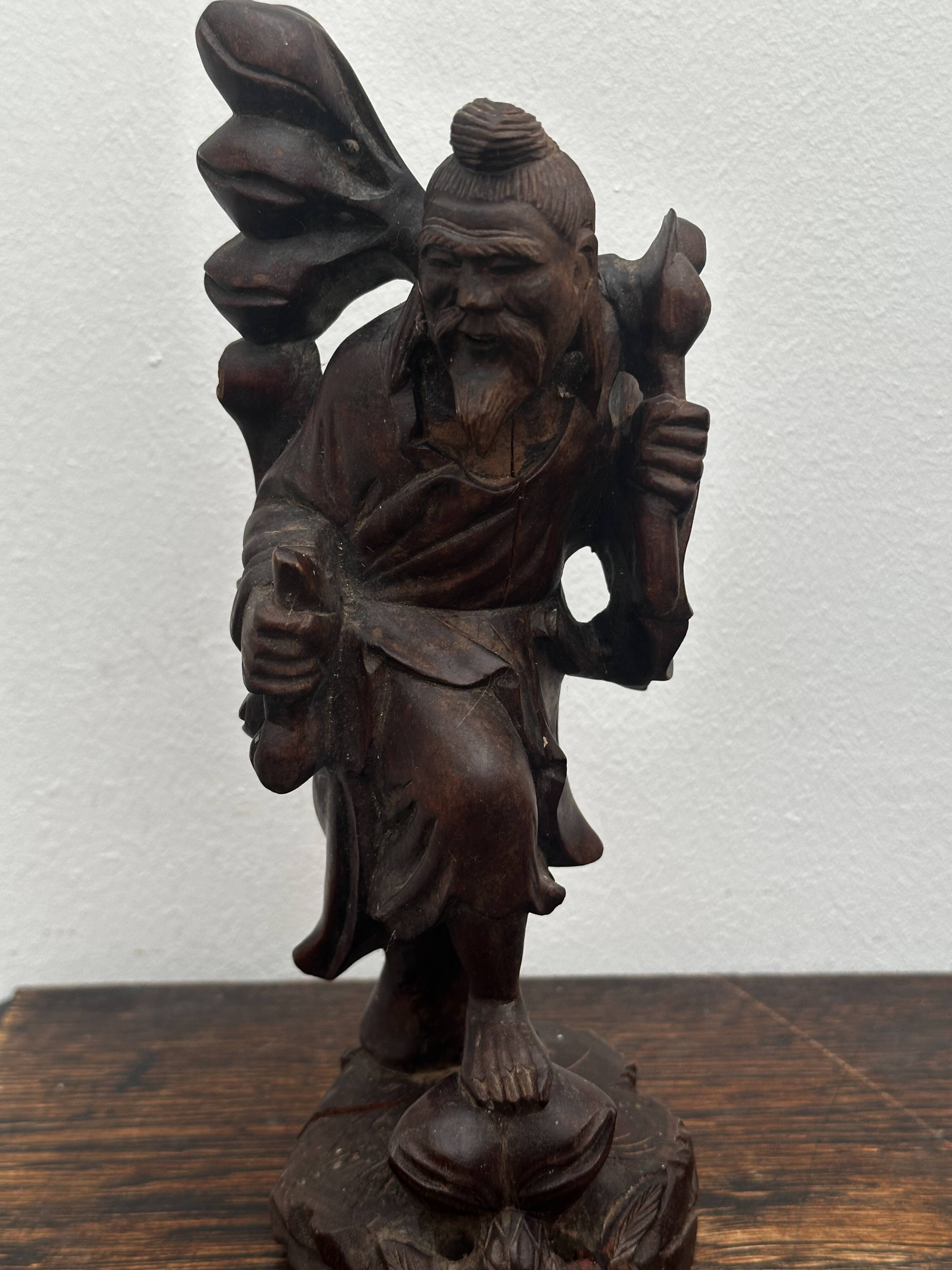 Carved wooden sculpture "Chinese peasant", early 20th century.