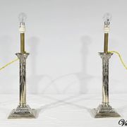 Paire de Flambeaux Électrifiés en Métal Argenté – Milieu XIXe