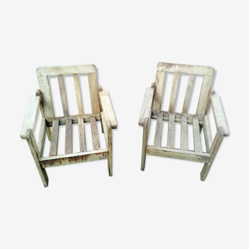 Paire de fauteuils en bois exotique