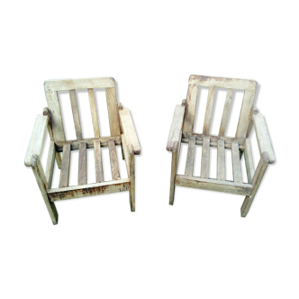 Paire de fauteuils en bois exotique