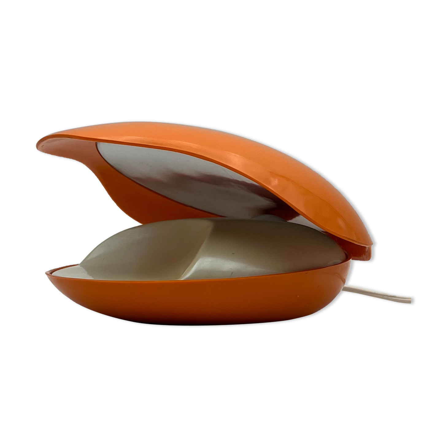 Rare 70s Oyster Lamp Gamma3 - Space Age Table Light Made in Italy - Unusual Orange Lamp
