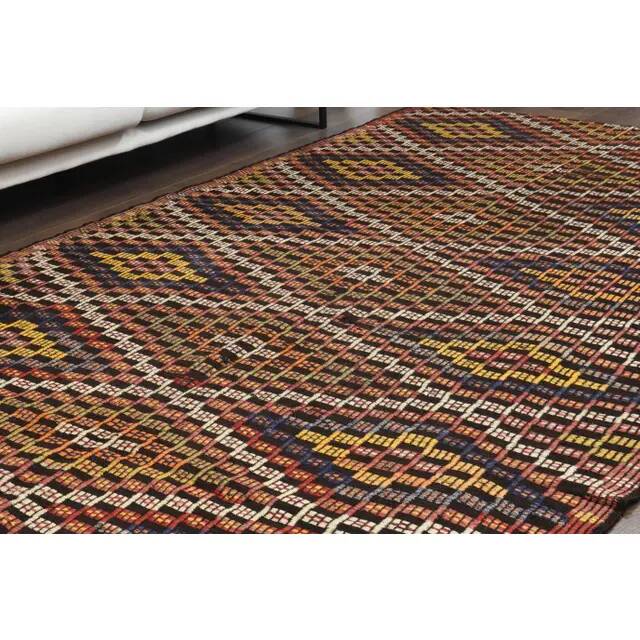 1970s Vintage Turkish Hand-Knotted Wool Cotton Brown Area Rug 176x309