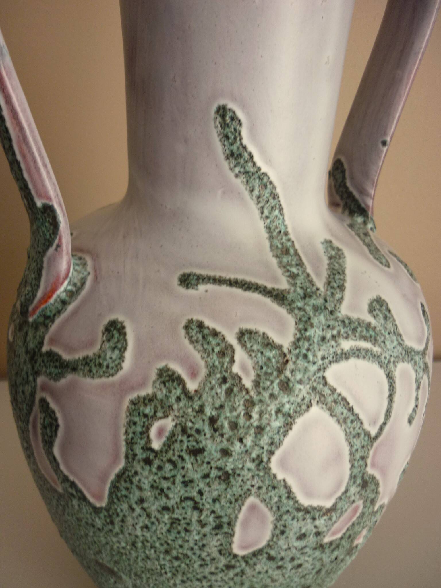 Large vase in glazed ceramic and "fat lava", signed Bruno Dose, design from the 50s/60s