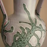 Large vase in glazed ceramic and "fat lava", signed Bruno Dose, design from the 50s/60s