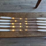 Set of 10 vintage stainless steel and bakelite table knives