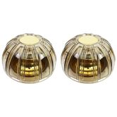 Pair of wall lights or ceiling lights in brass and amber glass by Limburg, Germany, 1960s.