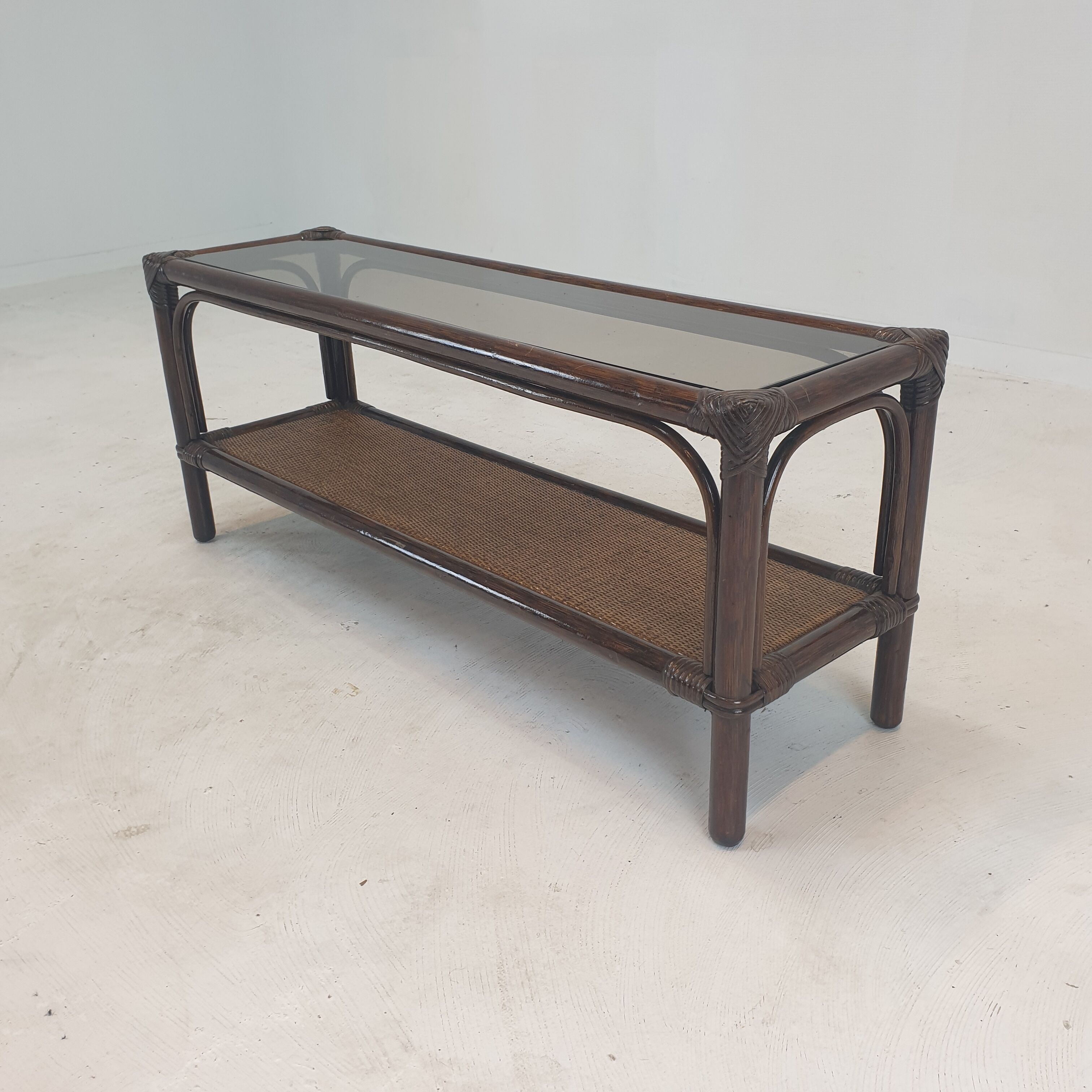 Italian Bamboo and Rattan Coffee Table, 1980s