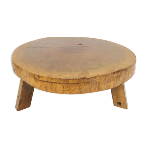 Table basse bois, travail brutaliste,