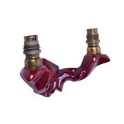 Pair of art deco wall lights in carmine red / burgundy earthenware.