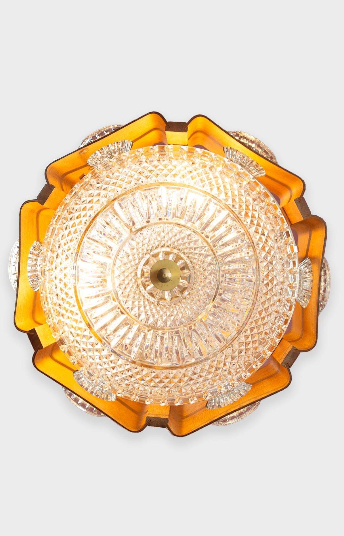 Swedish wooden and crystal suspension Orrefors (38 cm)