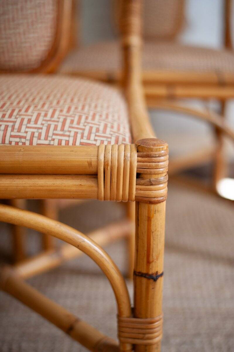 Vintage Italian bamboo chairs, 1980s, set of 8.