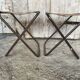 Pair of Folding Camping Fishing Stools Metal Tube + Vintage Fabric #E31
