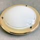 Vintage 80s round ceiling lamp brass & white glass