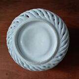 Small white twisted ceramic basket