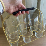 Scoubidou glass holder and its 6 glasses 1960