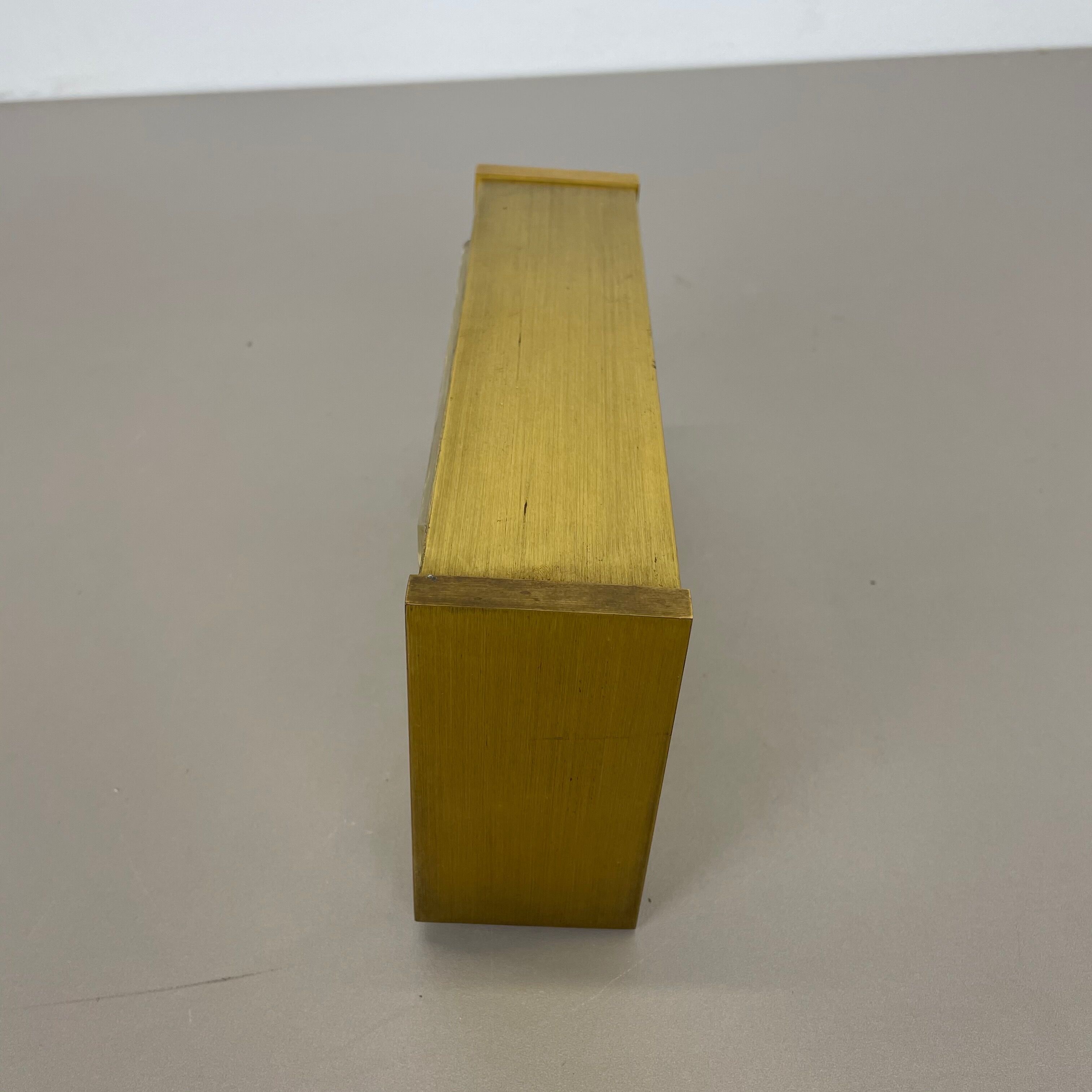 Vintage 1960s solid brass table clock Hollywood Regency Dugena, Switzerland