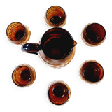 Carafe and 6 vintage tumbler glasses