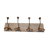 Porte-manteaux et chapeaux 4 patères métal et bois courbé début xxe