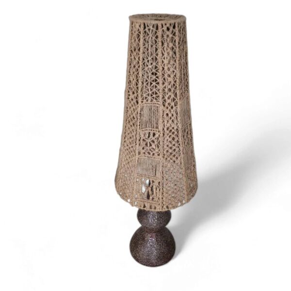 Lampe vase en céramique / terre cuite / macramé années 1970