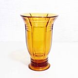 Art Deco amber glass vase