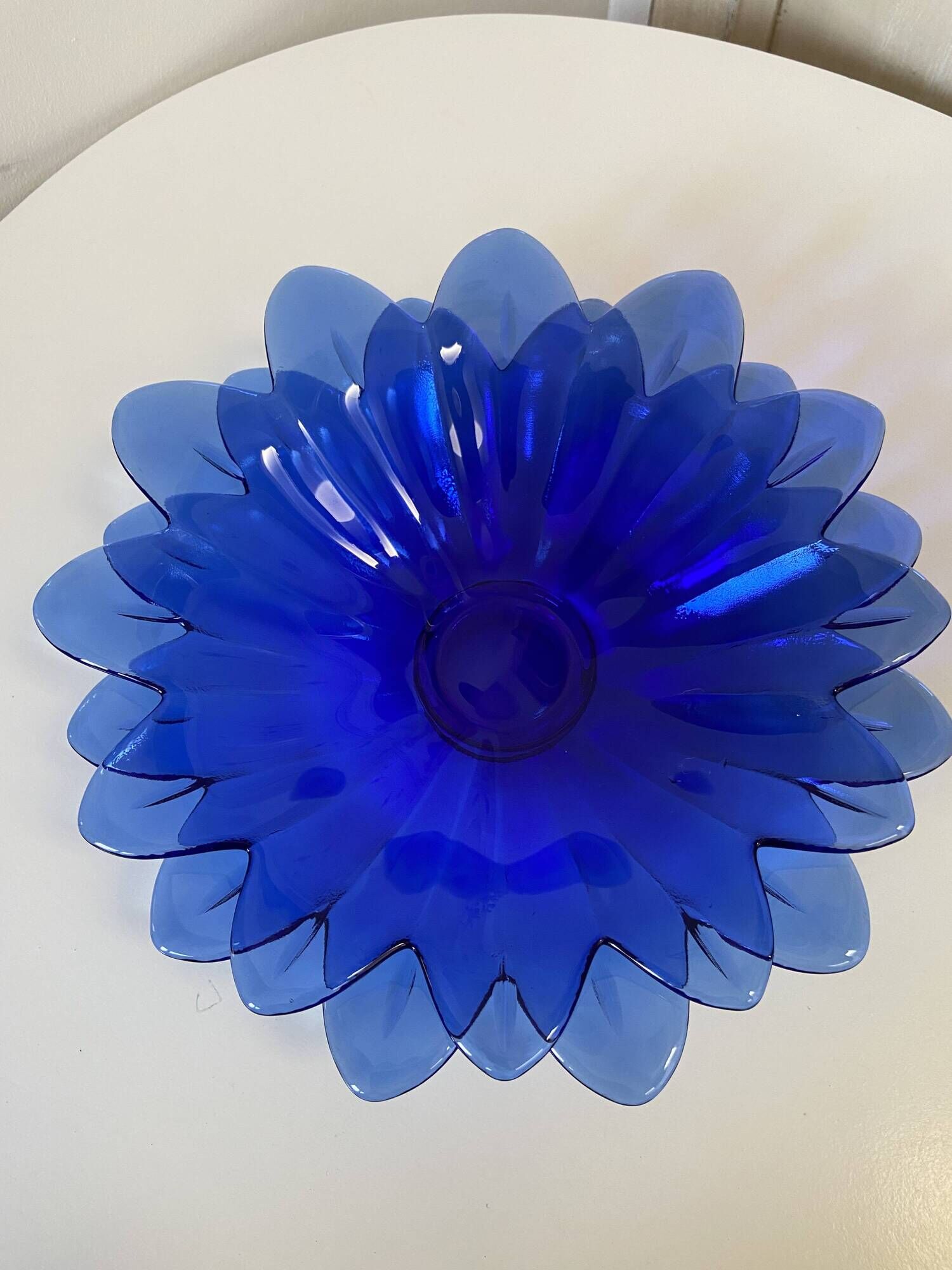 Set of 2 small plates fruit cup in the shape of a daisy/blue flower - pocket tray / ashtray