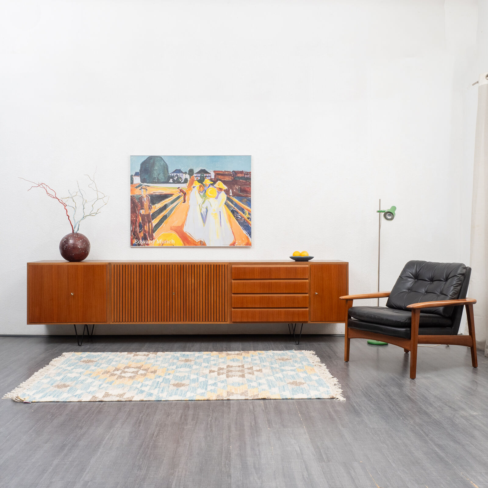 Very large enfilade, 60s, teak, restored, 293cm
