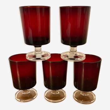 Set de 5 verres à liqueur Suède Rubis