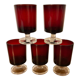 Set de 5 verres à liqueur Suède Rubis