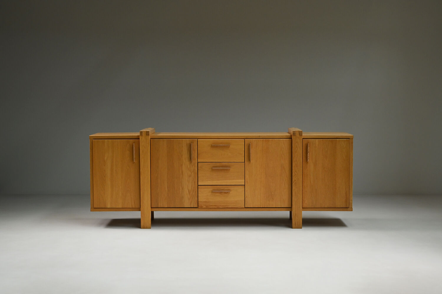 Large brustalist oak sideboard, Belgium.