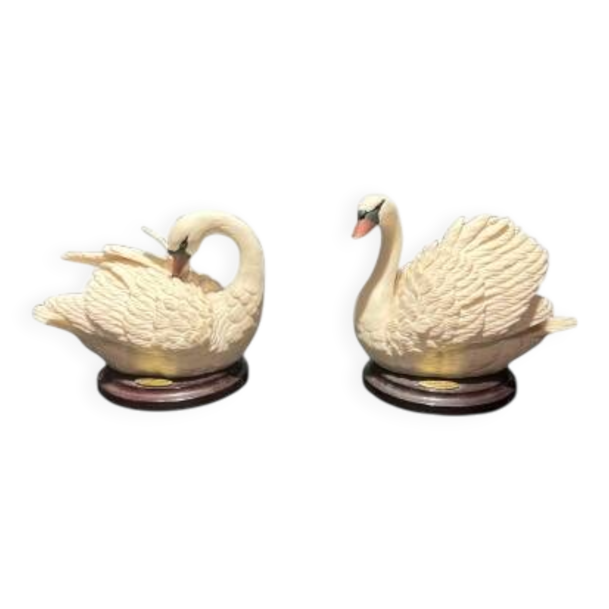 Set of two sculptures representing swans by Guiseppe Armani