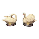 Set of two sculptures representing swans by Guiseppe Armani