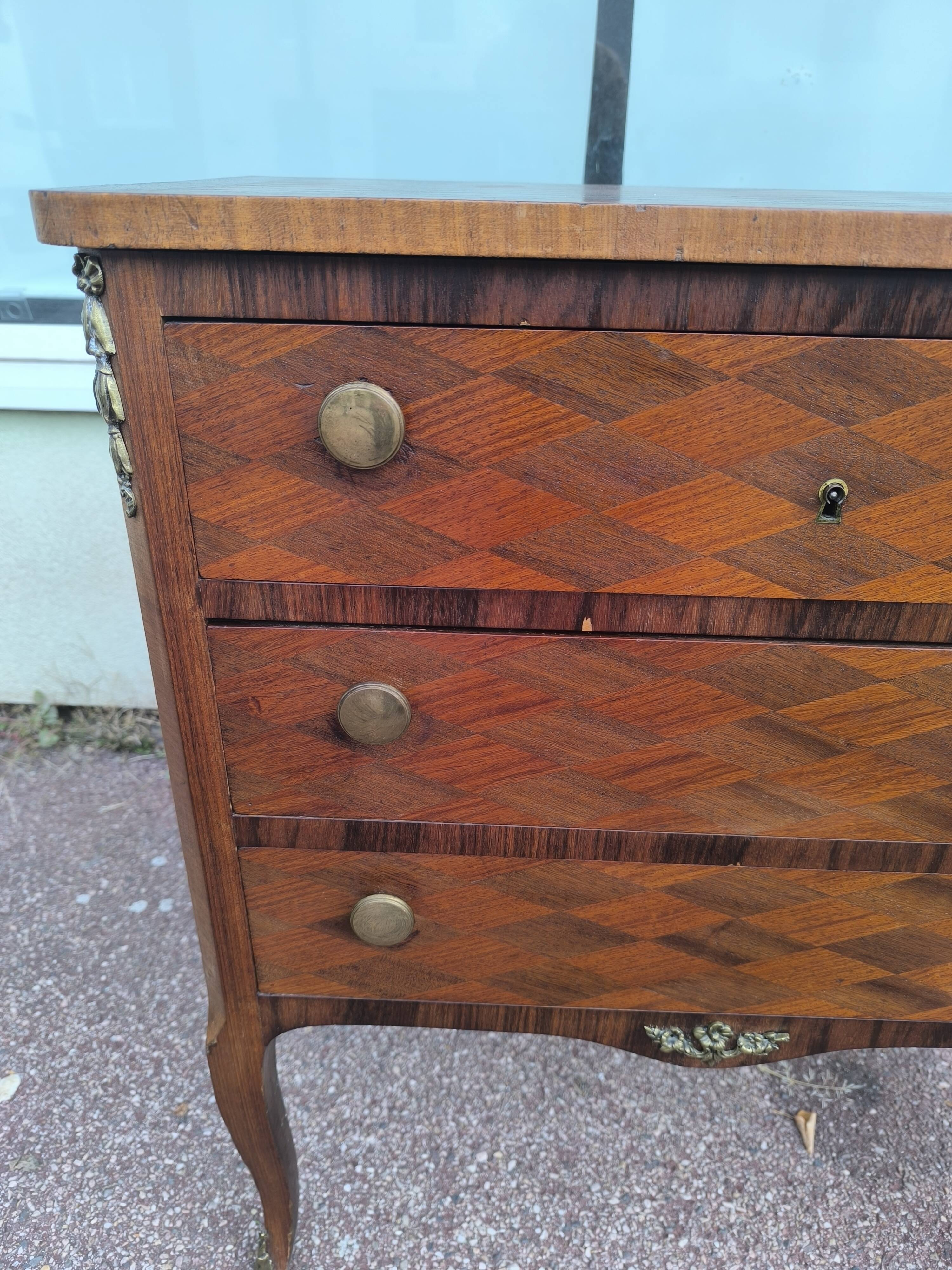 Small Louis XVI Style Marquetry Chest of Drawers Circa 1930/1950