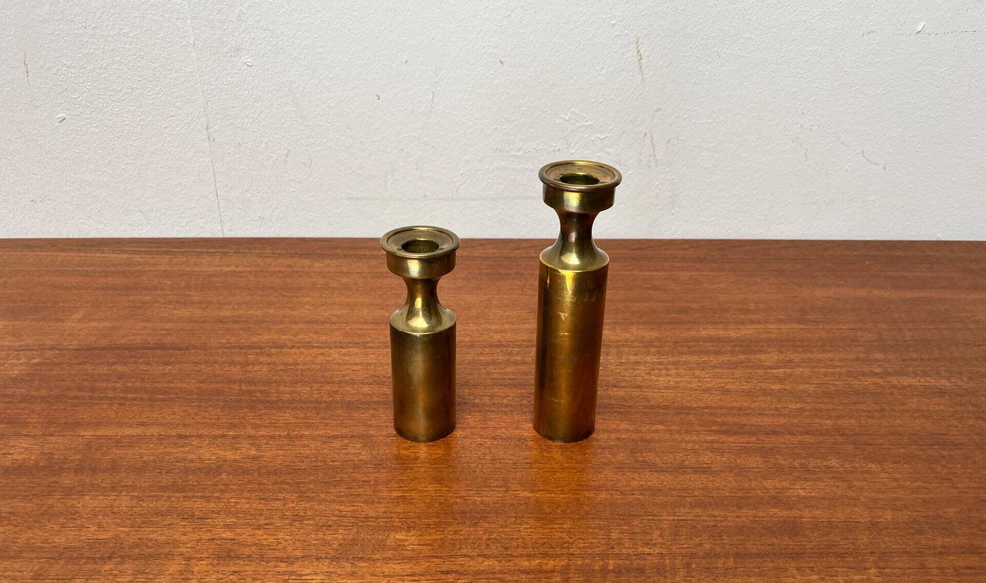 Danish brass candle holders from the mid-century by Boyes Metalkunst, 1960s, set of 2.