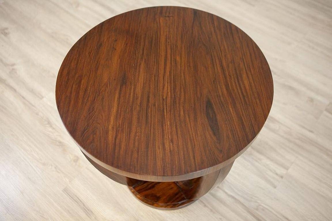Late 20th Century Art Deco Round Mahogany Side Table, 1950s