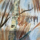 Antique painting, landscape under the snow, signed Fallet 1967