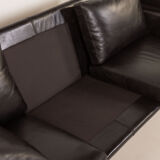 Herman Miller attr. to black leather mid century sofa